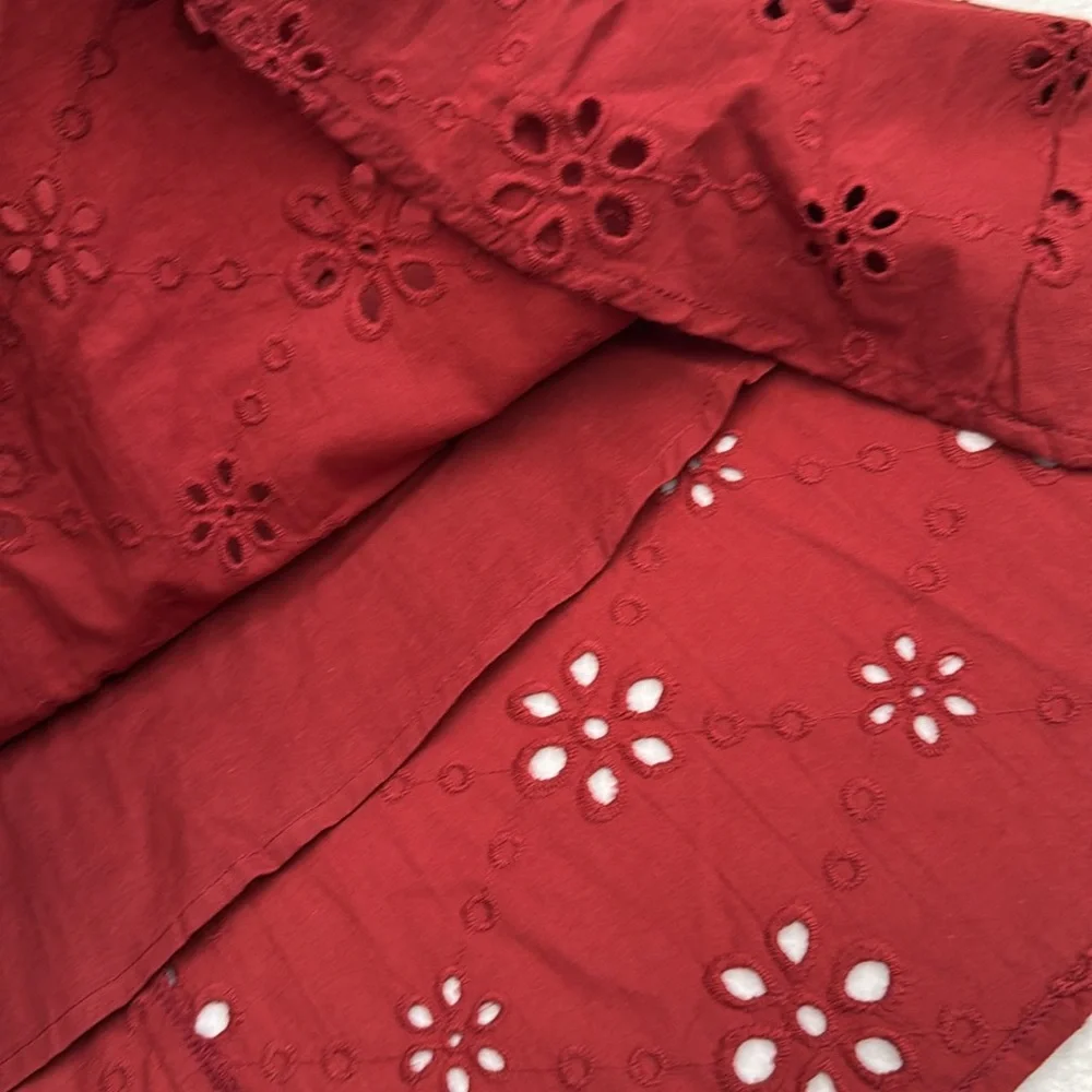 Beyond by Vera | 1891 Victoria Embroidered Eyelet Lace Bell Sleeve Dress Red (M) - Picture 10 of 16